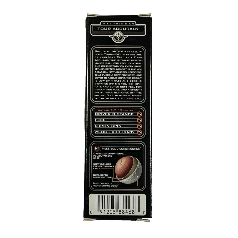 Nike‎ Precision Tour Accuracy Golf Balls 3 Pack White 3-Piece Dynafuse Sleeve - Picture 2 of 4